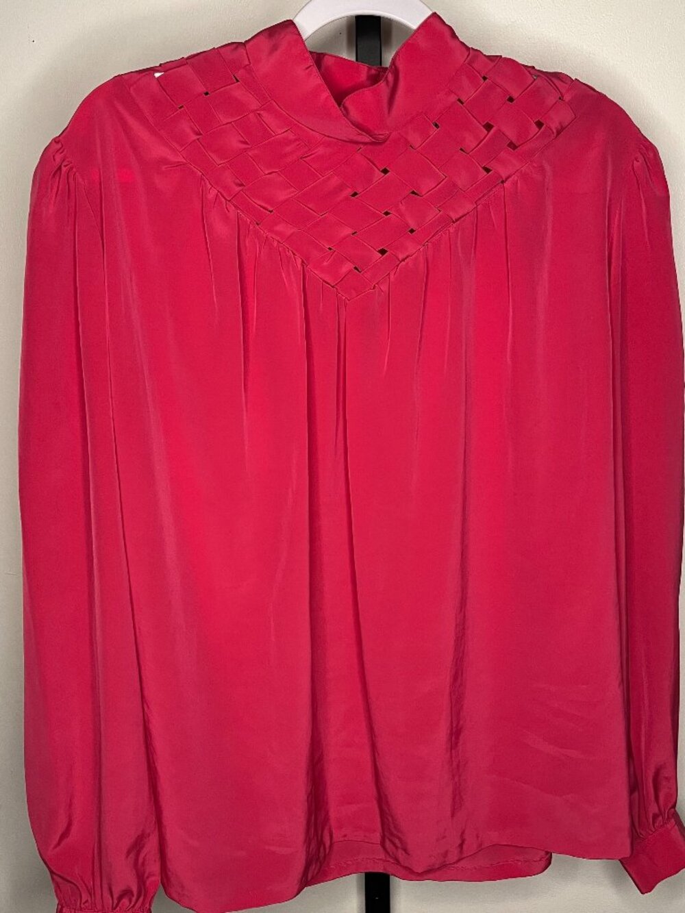 Vintage Gailord High Neck Hot Pink Blouse Plus Size Size 16